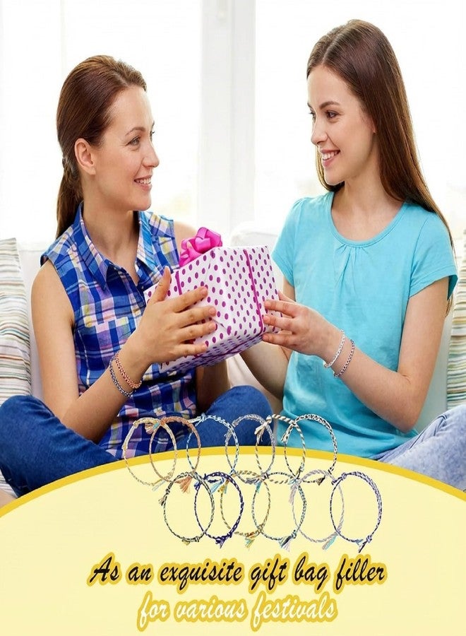 Equsion 100 Pcs Woven Wrap Friendship Bracelets Beach String Handmade Braided Adjustable Thread Bracelets for Women Party Favors Birthday Gifts (Classic) - Image 4